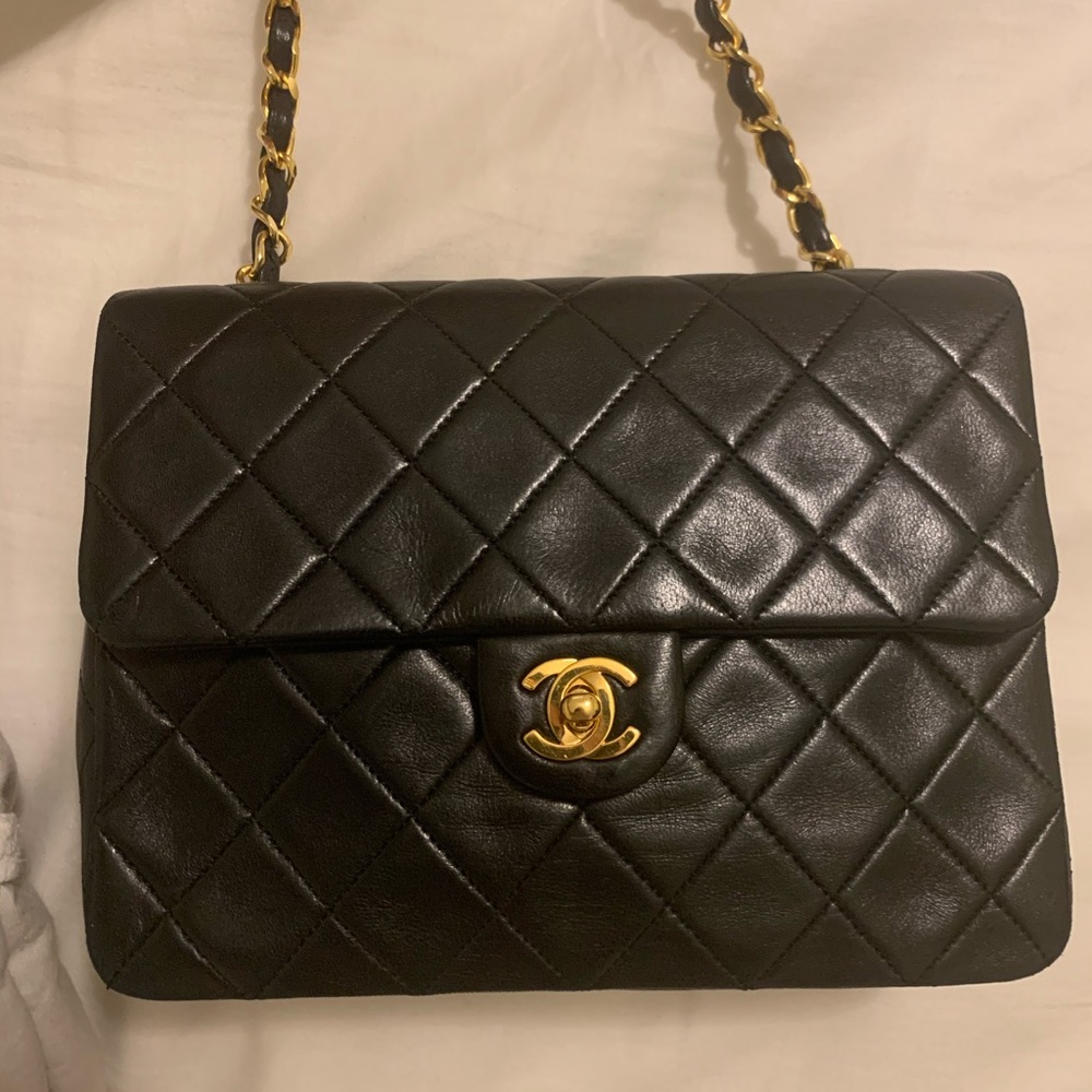 Chanel Vintage Mini Square in black lambskin
